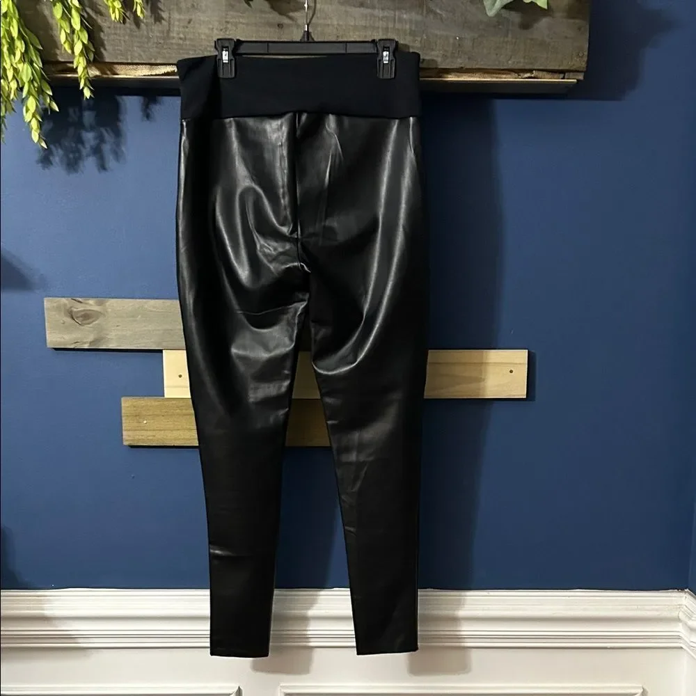 ASSETS BY SPANX Black High-Waisted Faux Leather Pants 1X NWOT (never worn)
